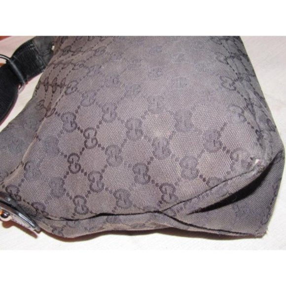Gucci Vintage Black HOBO Large G Logo Canvas And Black Leather - Picture 7 of 12